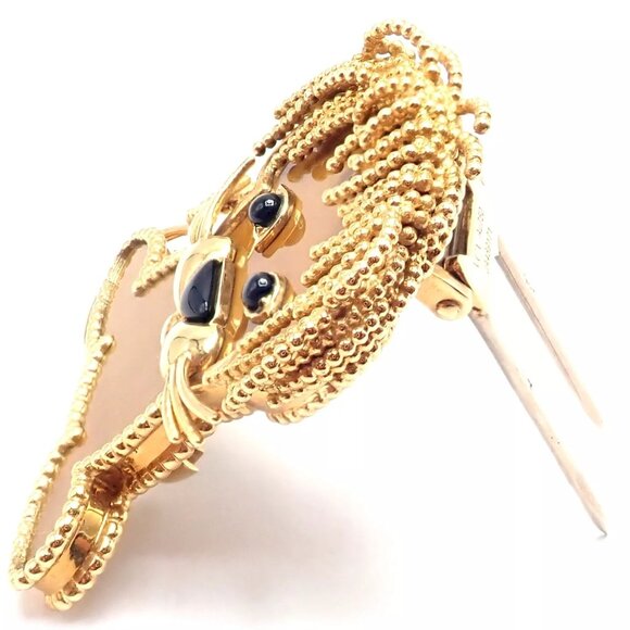 Van Cleef & Arpels 18k Yellow Gold Onyx Tiger Eye Lucky Animals Lion Clip Brooch - Picture 5 of 11